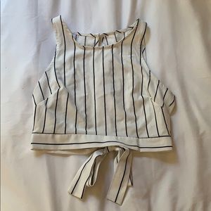 Open back tied crop tank top